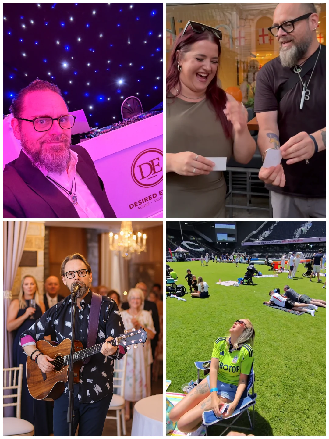 Shane Joseph performing magic, music and entertaining guests at private events